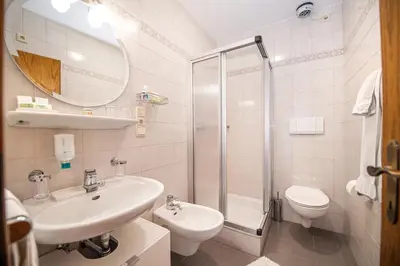 a bathroom with a sink and a toilet and a shower at Bonichhof in Laion