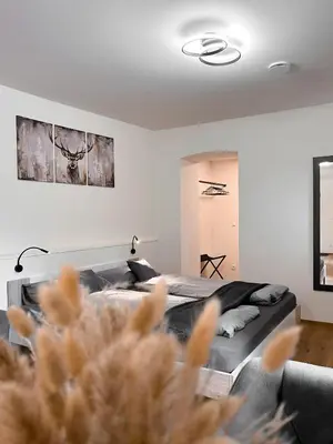 a bedroom with a bed and a couch at Studio Cervus with BrixenCard in Bressanone