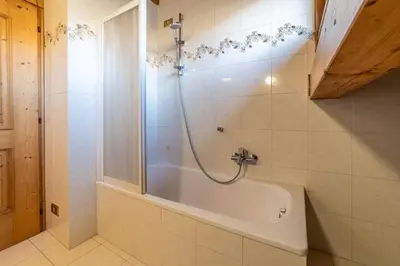 a bath tub in a bathroom with a shower at Altèra Home in Rocca Pietore