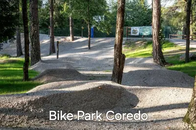 a park with trees and a skate park at Agritur Gioia in Sanzeno