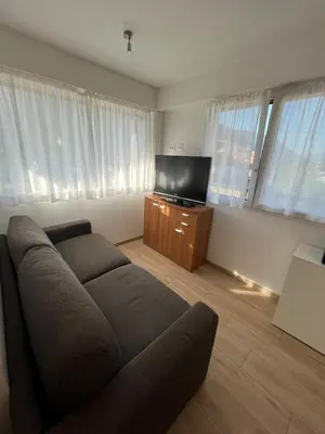 a living room with a couch and a flat screen tv at Residenza Erica in Moena
