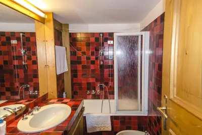 a bathroom with a sink and a shower at Comfort a due passi dal centro in Cortina dʼAmpezzo