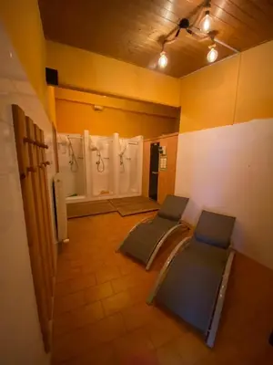 an overhead view of a bathroom with three sinks at Residence Canazei in Alba di Canazei
