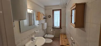 a bathroom with a sink and a toilet at Condominio de Rocia in Moena