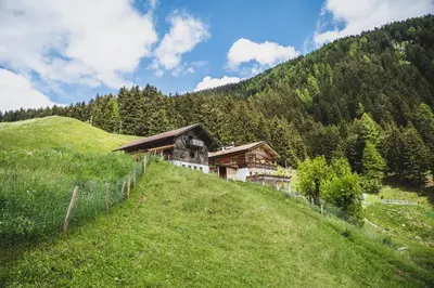 a house on the side of a hill at Ferienwohnungen Wiesbauer in Schenna