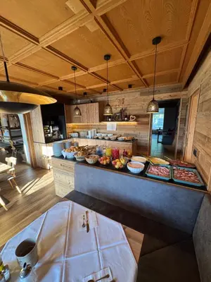 a buffet line with many different types of food at Chalet Frapes in San Martino in Badia