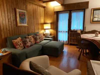 a living room with a couch and a table at Ca' del Ghiaccio in Cortina dʼAmpezzo