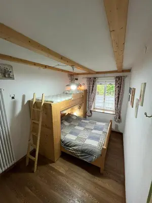 a small room with a bunk bed and a ladder at Casa Gabry by Sunhome Fiemme in Varena