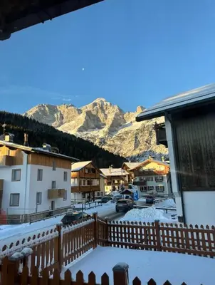 a view of a town in the snow with mountains at Cesira in Mareson