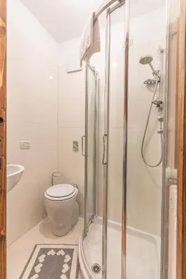 a bathroom with a toilet and a shower at Casa Fior di Ghiaccio in Cortina dʼAmpezzo