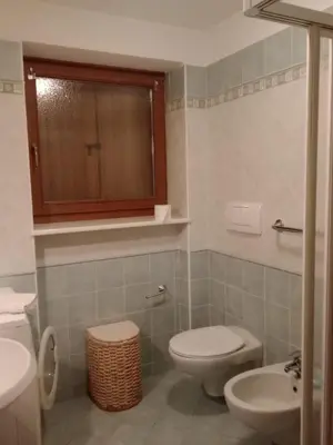 a bathroom with a toilet and a sink at Casa Lilium in Daiano