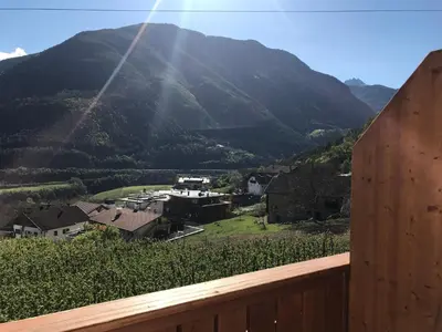 a view of a mountain from the balcony of a house at Gasserhof Aicha in Naz-Sciaves