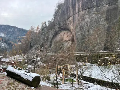 a view of a mountain with snow on the ground at Casa Angela in Cavalese