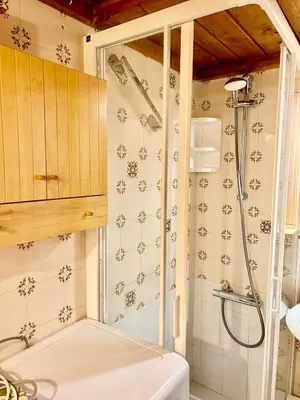 a bathroom with a shower and a toilet at Ca Novella Apartment in San Vito di Cadore