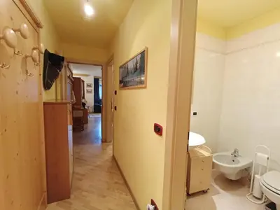 a bathroom with a white toilet and a sink at Apartment Appartamento Ghezzi by Interhome in Campitello