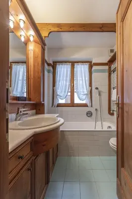a bathroom with a sink and a tub and a toilet at Casa Lana, comfort nel centro di Cortina d Ampezzo in Cortina dʼAmpezzo