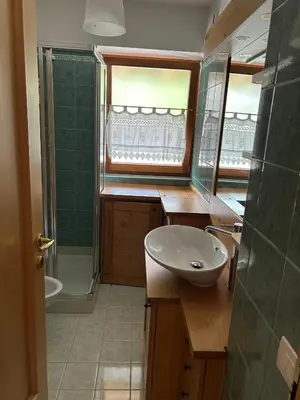 a bathroom with a sink and a shower at Ca' San Lorenzo in Villanova