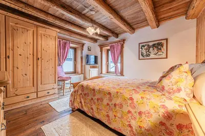 a pink tiled bathroom with a toilet and a shower at Da La Auri in Canale dʼAgordo