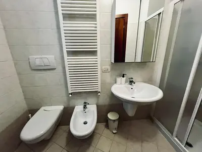a bathroom with a toilet and a sink at Al Monte Zelo in Agordo