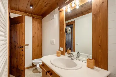 a bathroom with a sink and a toilet at Apartment Capriol by My Villa Collection in Cortina dʼAmpezzo