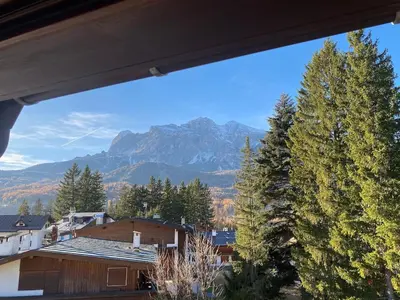 a view of a mountain from a house at 360-degree panoramic attic in Cortina in Cortina dʼAmpezzo