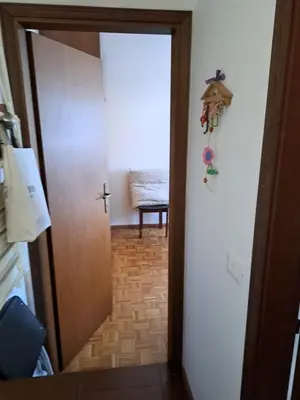 a door leading into a room with a hallway at Appartamento 8 Palazzina Maria in Ziano di Fiemme