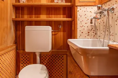 a bathroom with a toilet and a sink at Alpine Living Cortina in Cortina dʼAmpezzo