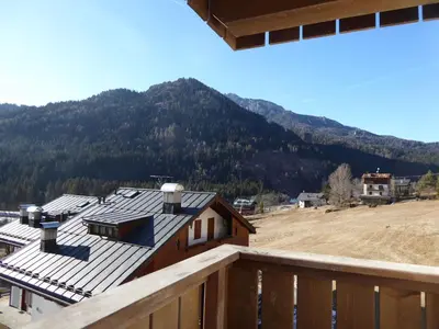 a view from the balcony of a house with a mountain at Casa Tomà Mountain View Cortina in San Vito di Cadore