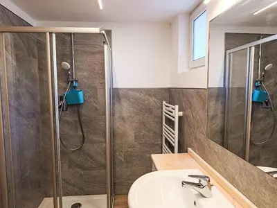 a bathroom with a shower and a sink at Apartment Cesa Cristina by Interhome in Campitello