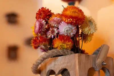 a vase of flowers sitting on top of a table at Isarco Suite in Vipiteno