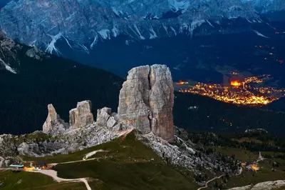 a view of a large rock formation on a mountain at Casa Marmorata in Cortina dʼAmpezzo