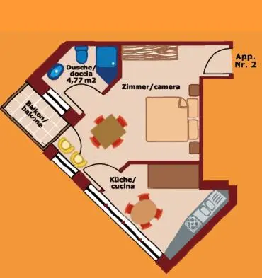 a floor plan of a resort with at Apartments Haus Martin in Nova Levante