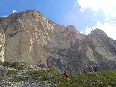 a group of people standing on a mountain at Apartments Haus Martin in Nova Levante