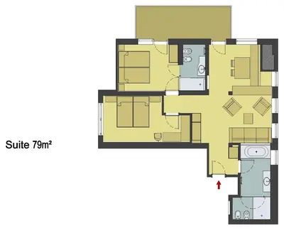 a floor plan of a house at Seiser Alm Urthaler in Alpe di Siusi