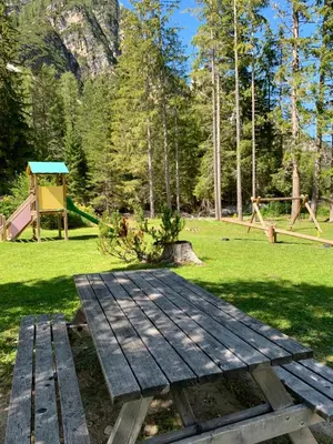 a group of cows are looking over a fence at Alpin Natur Hotel Brückele in Braies