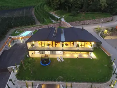 an aerial view of a large house with a yard at Moar Lodge in Postal