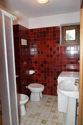 a bathroom with a toilet and a tub and a sink at Arnica in Canazei
