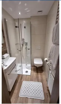 a bathroom with a shower and a toilet and a sink at Ansitz Strengherrnhof in Caldaro