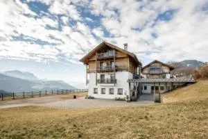 a large house in a field with a cloudy sky at Hintnerhof in Chiusa