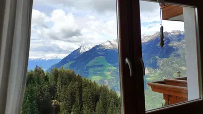 a view from a window of a mountain at Thalerhof in Prenn
