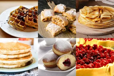 a collage of pictures of different foods and desserts at Central Apartment Canazei in Canazei