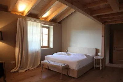 a bedroom with a large bed and a window at Hotel Alle Ciaspole in Fondo