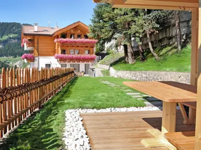 a view of a snow covered balcony of a building at Apartment Albert in Santa Cristina in Val Gardena