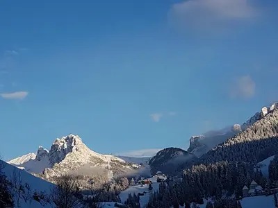 a view of a mountain with snow on it at Apartment Albert in Santa Cristina in Val Gardena