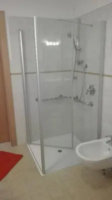 a bathroom with a shower and a sink at Arche Hof Bichler in Gais