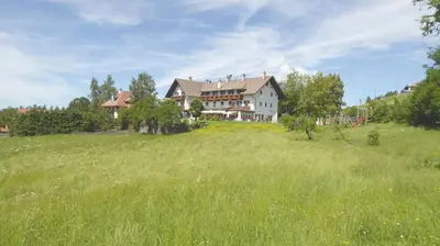 a large house on top of a grassy hill at Villa Maier B&B & Apartments in Soprabolzano