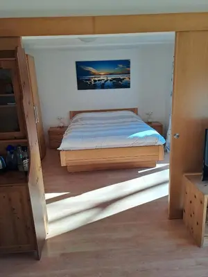 a bedroom with a bed in the middle of the room at Casa Simona in Sorafurcia