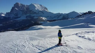 a person on skis in the snow on a mountain at Haus Bernard in Siusi