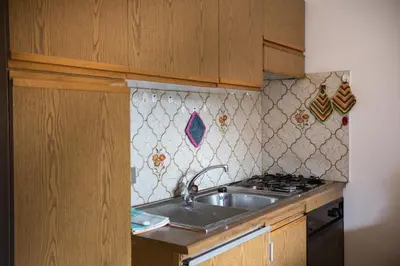 a kitchen with a sink and a stove at Residence Rienz in Chienes