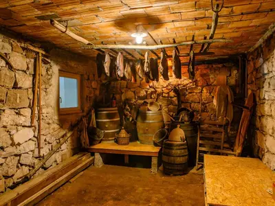 a room with pots and pans on a wall at Apartment Festenstein by Interhome in Andrian